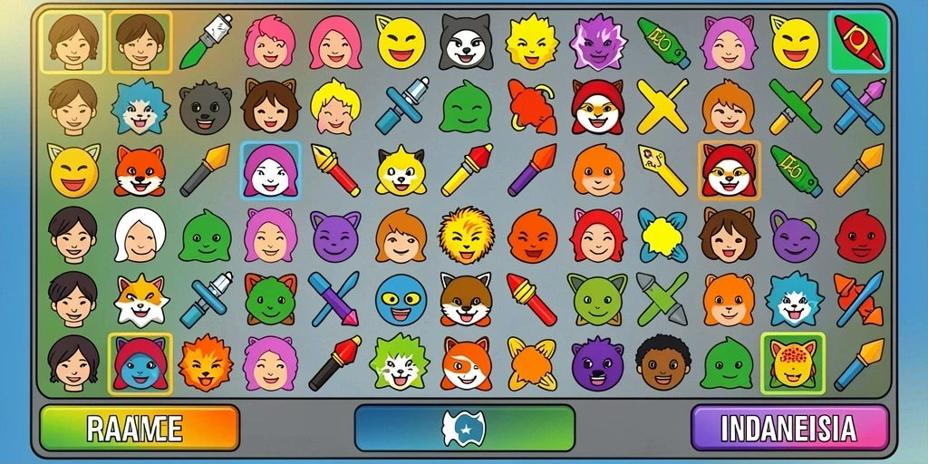 Menampilkan karakter-karakter lucu yang penuh warna.
