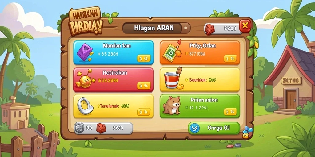Tampilan layar utama dengan pilihan permainan menarik.